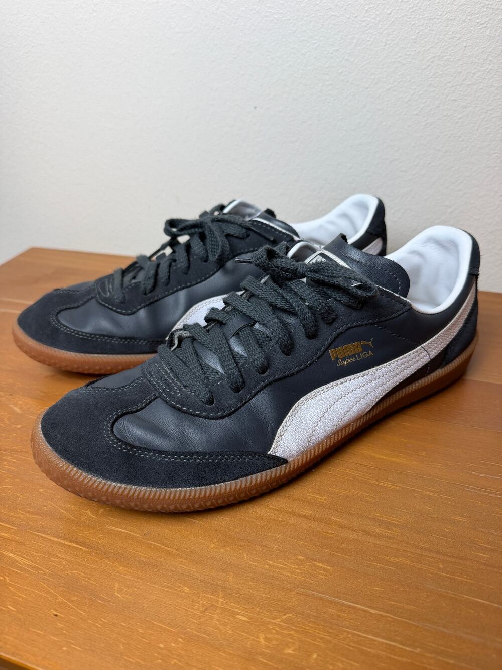 PUMA Super Liga OG Retro Black White Gum Sneakers Men's Size 13 356999-09